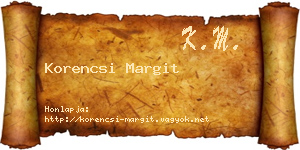 Korencsi Margit névjegykártya