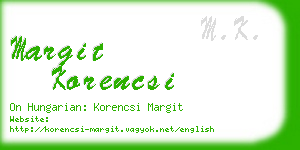 margit korencsi business card